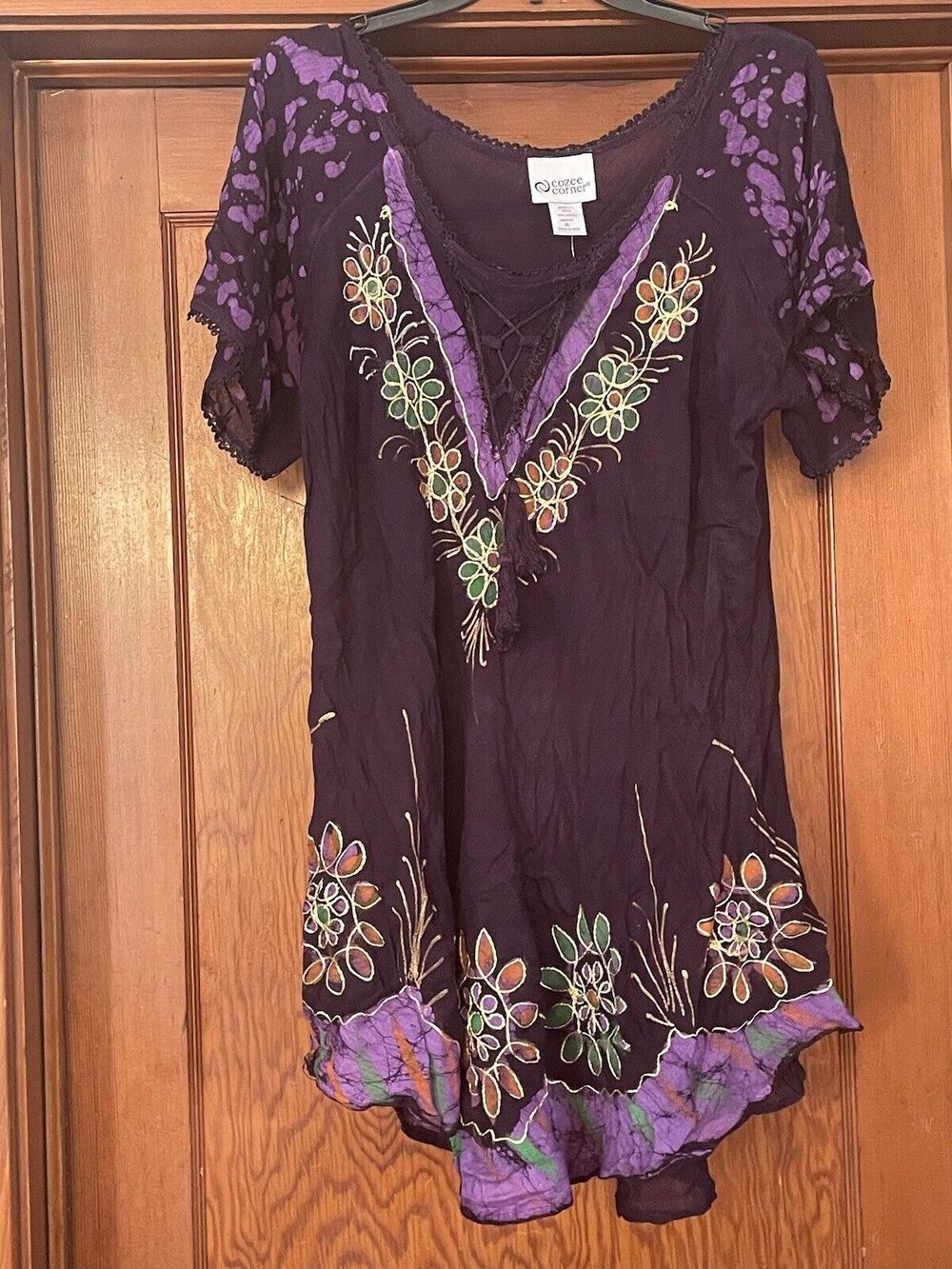 Cozee Corner Purple Dress Size XL Summer Floral Muu Muu Kaftan Nightgown